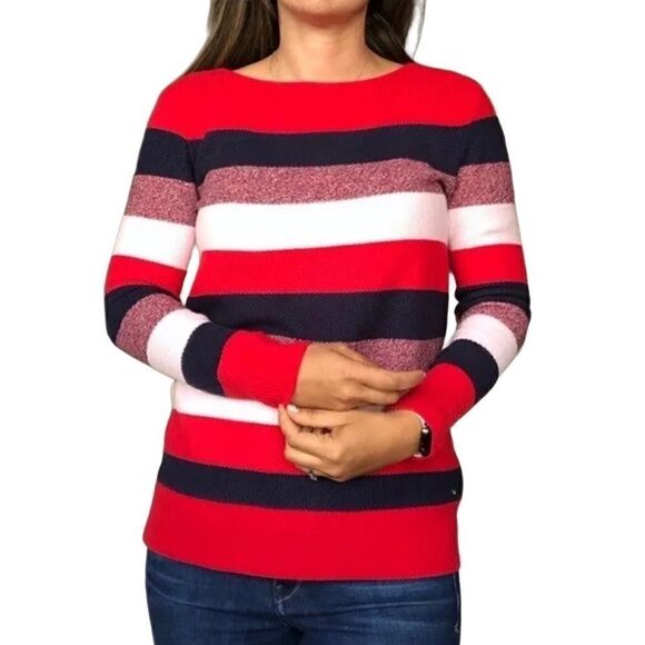 Tommy Hilfiger Stripe Cotton Knit Sweater Pullover - Picture 1 of 9